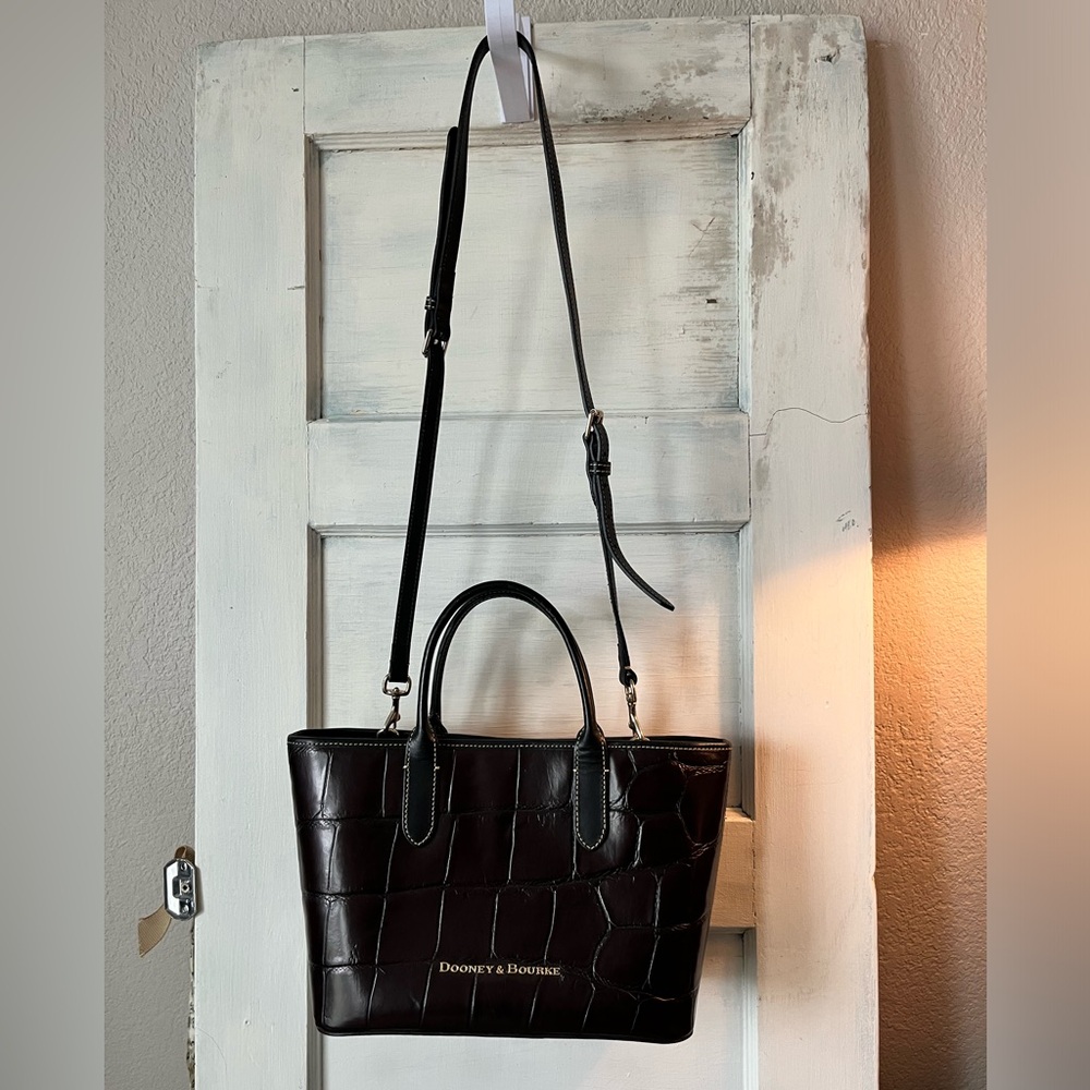 Dooney & Bourke Black Croc-Embossed Tote Bag
